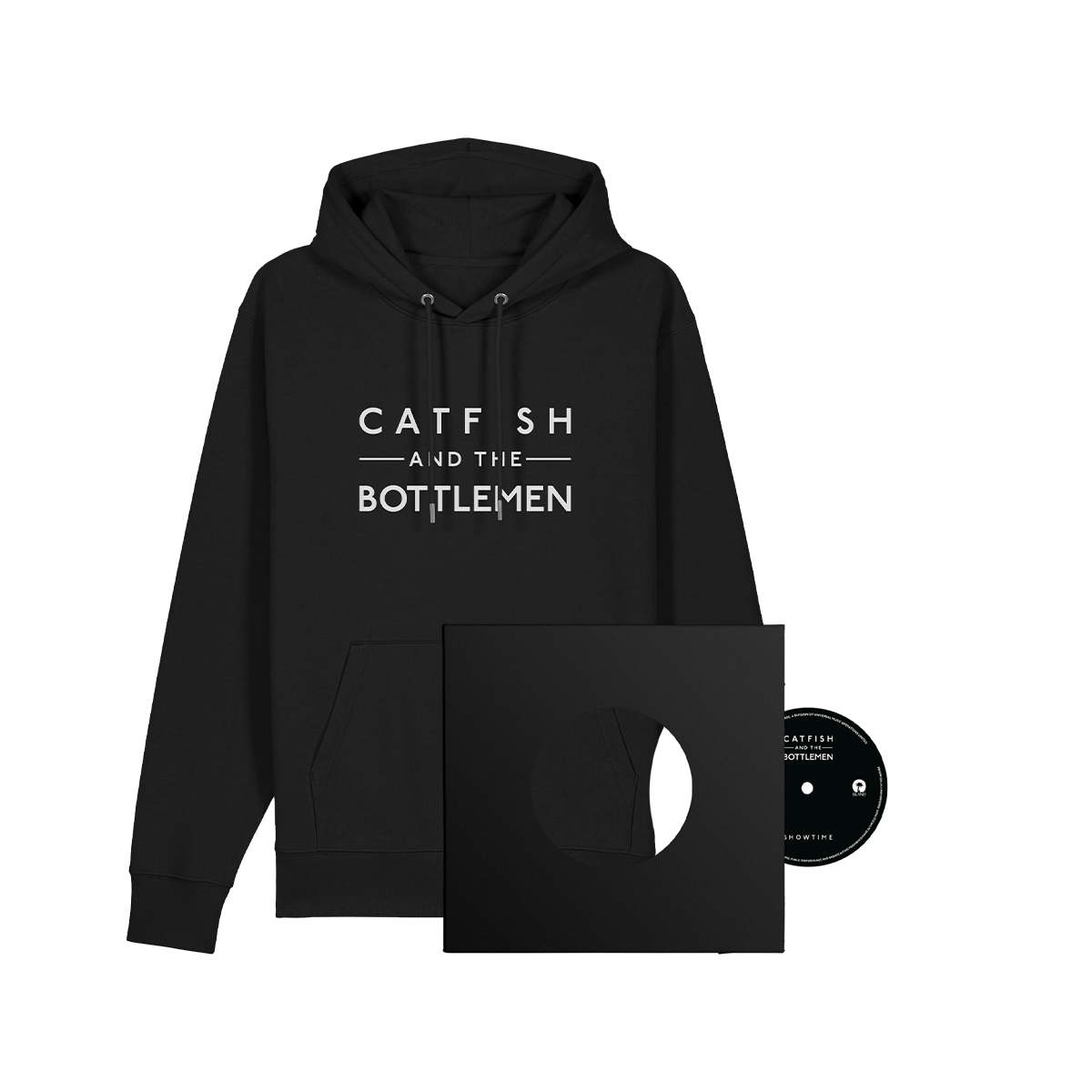 Showtime: White 7" + Catfish and the Bottlemen Logo Black Hoodie